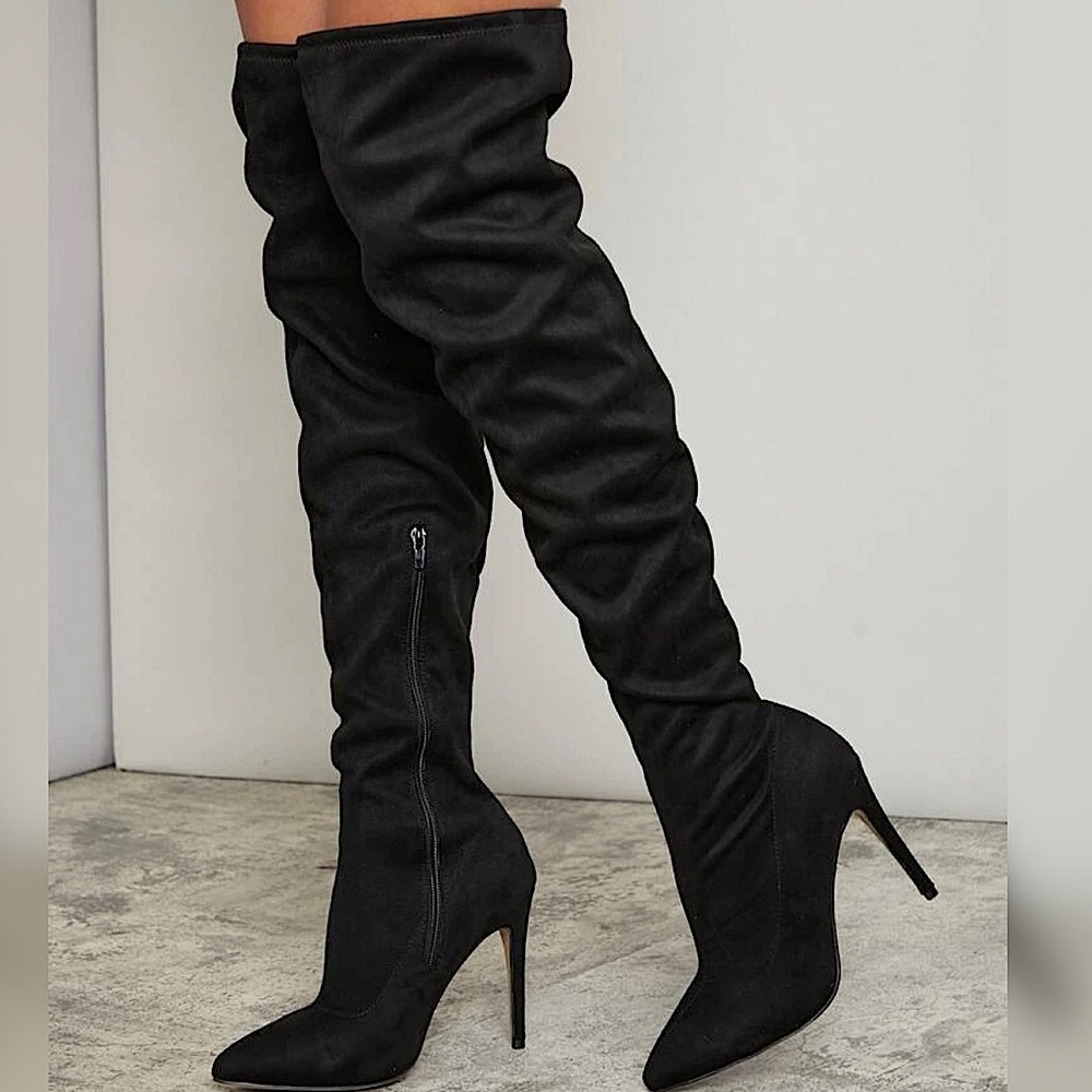 Faux Suede Over the Knew Stiletto Boots